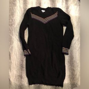 Abound Rainbow Chevron Sweater Dress Black and Rainbow